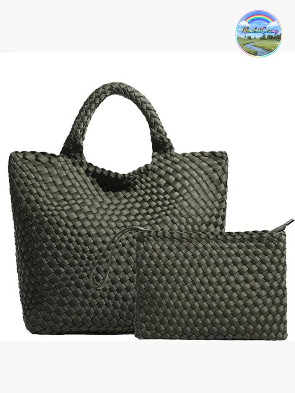 Woven Hobo Bag Neoprene Tote Bag Large Capacity Handbag Patchwork Handmade